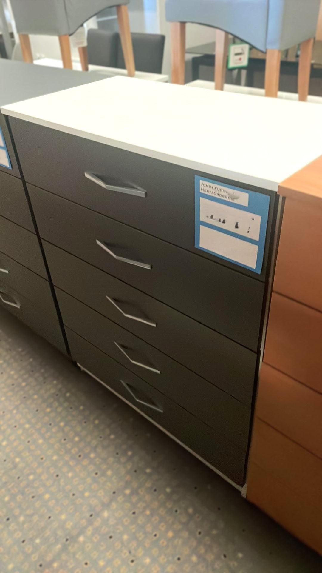 Assembled 5 Drawer Chest - Two Tone