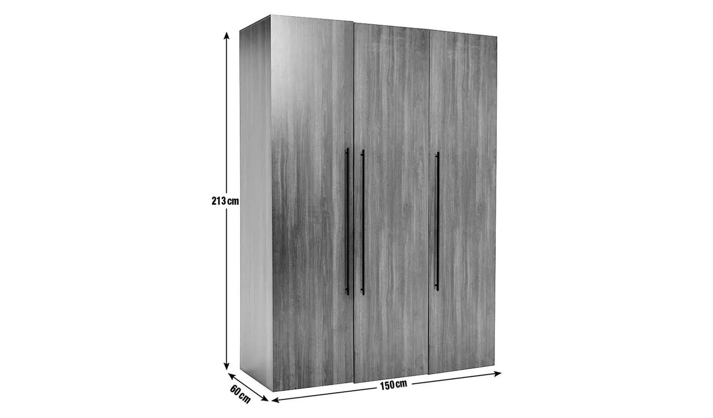 Habitat Atlas 3 Door Wardrobe - Black & Brown