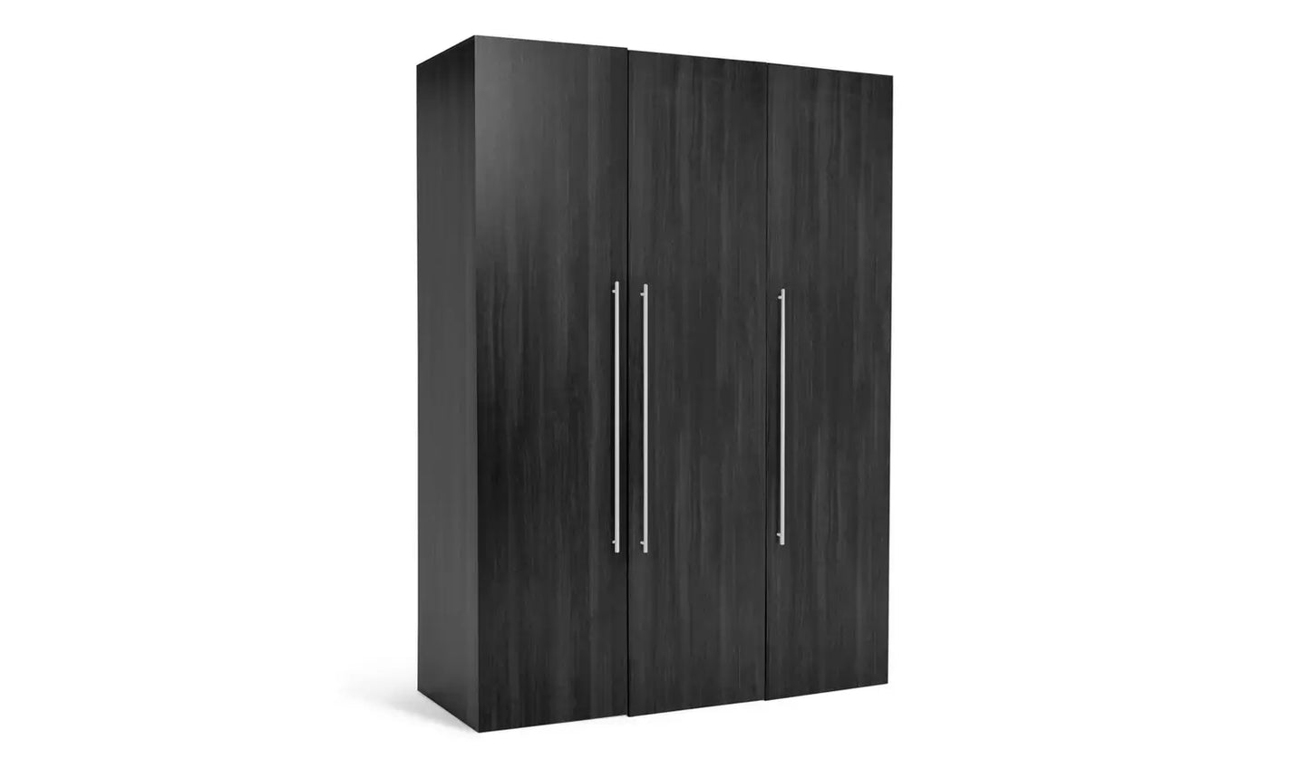 Habitat Atlas 3 Door Wardrobe - Black & Brown