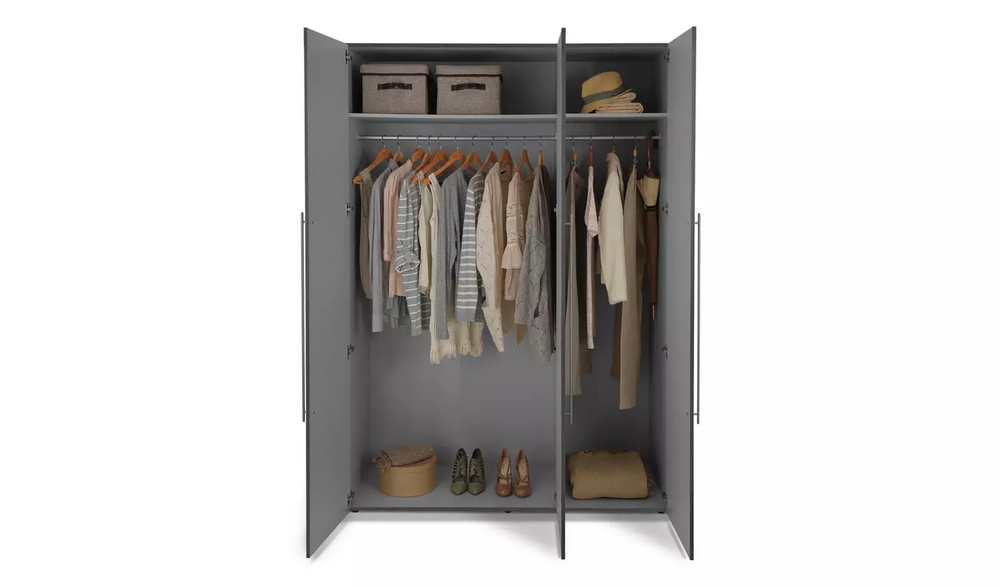Habitat Atlas 3 Door Wardrobe - Black & Brown