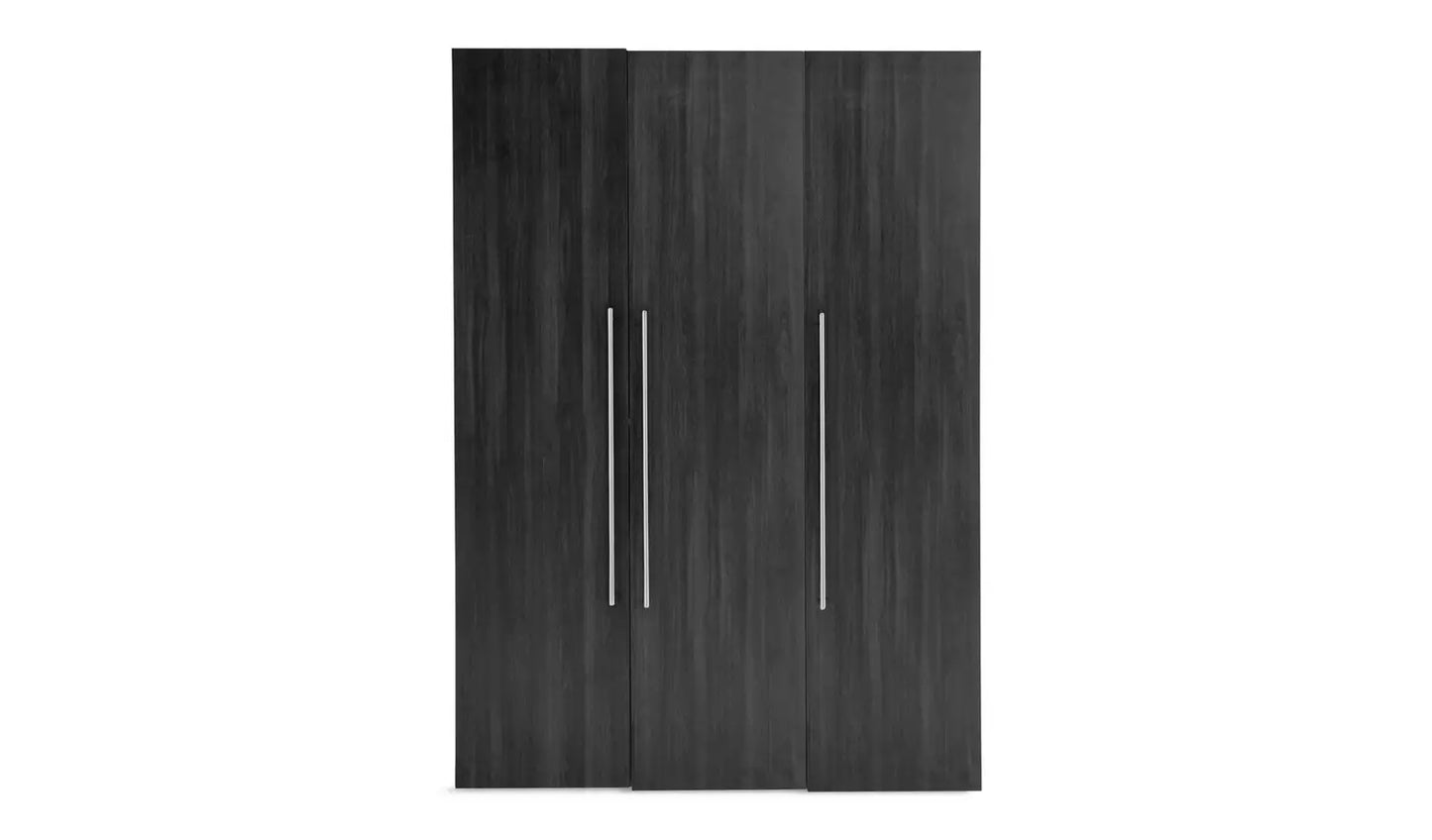 Habitat Atlas 3 Door Wardrobe - Black & Brown
