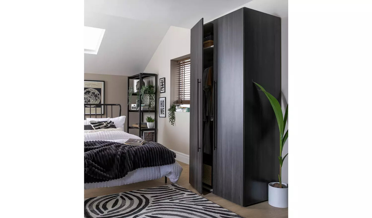 Habitat Atlas 2 Door Wardrobe - Black & Brown