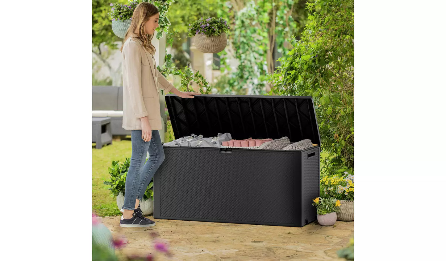 Keter Emily 277L Outdoor Garden Storage Box - Grey