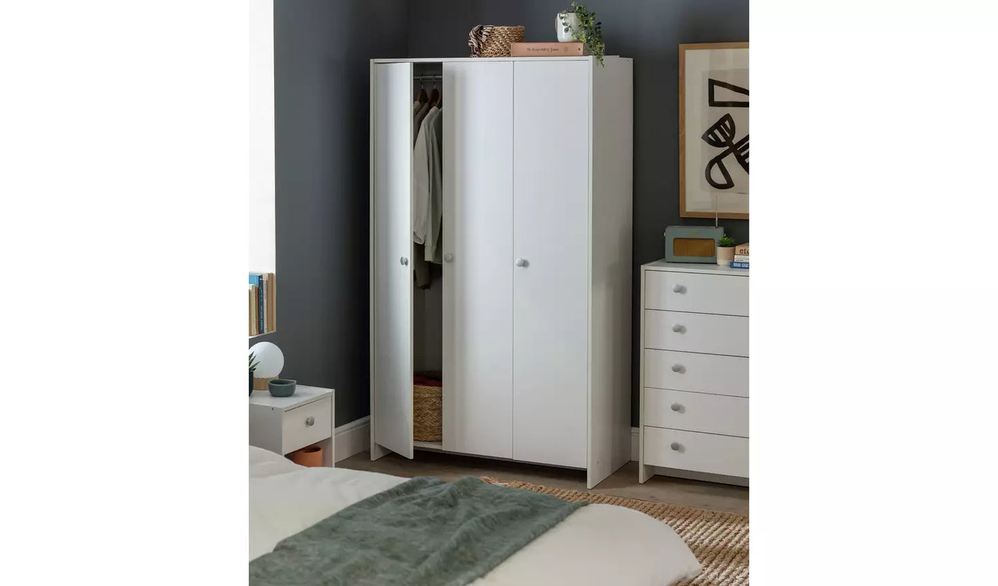Seville 3 Door Wardrobe - White