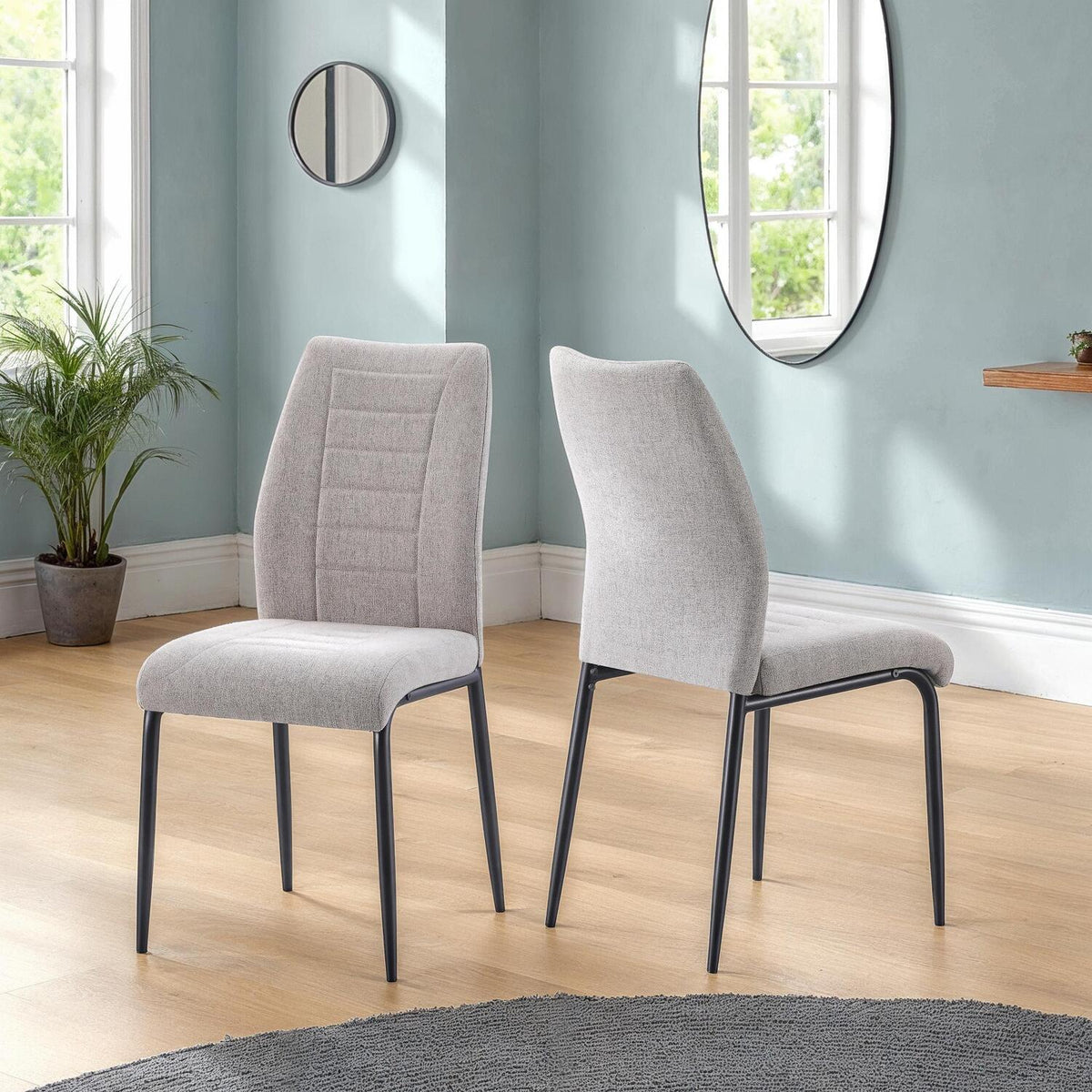 Assembled Set of 4 Grey Fabric Dining Chair