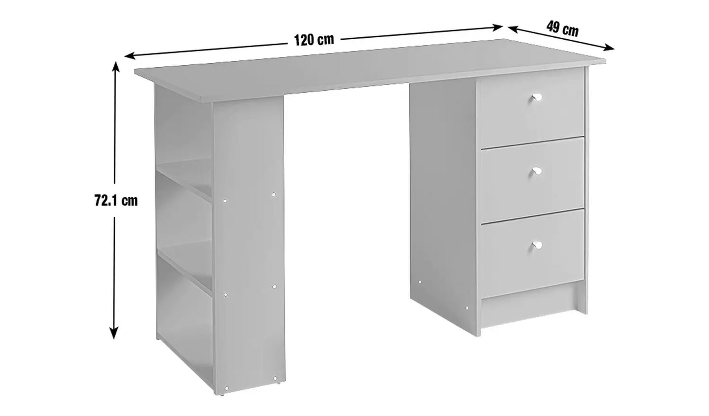 Assembled Malibu 3 Drawer Office Desk - Black & Brown