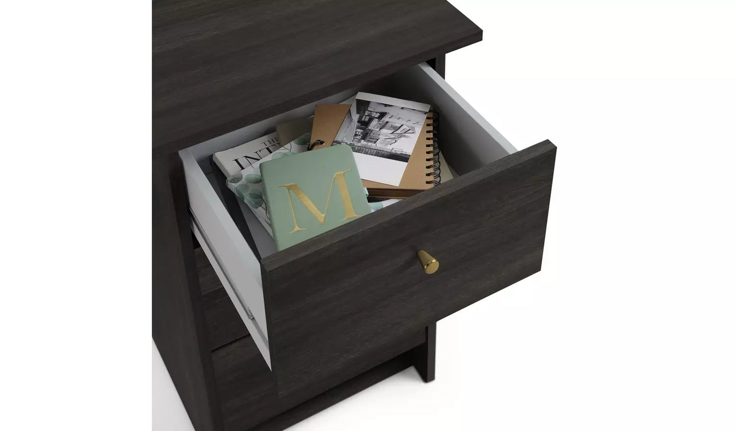 Assembled Malibu 3 Drawer Office Desk - Black & Brown