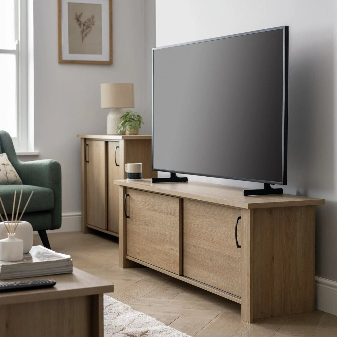 Assembled Oakham 2 Door TV Unit - Oak