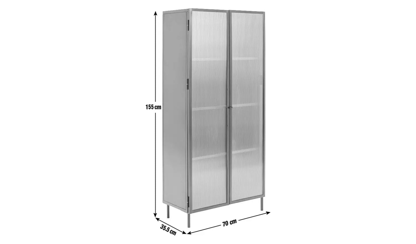 Assembled Habitat Morillo 2 Door Glass Display Cabinet - Blue