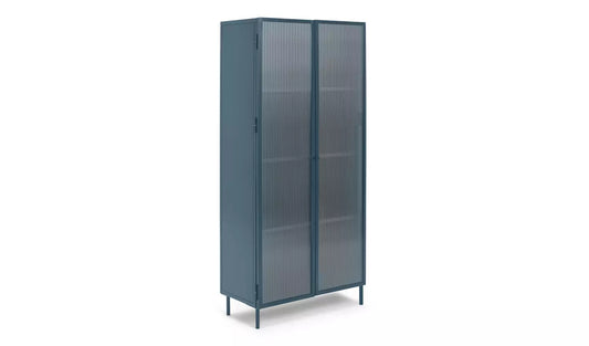 Assembled Habitat Morillo 2 Door Glass Display Cabinet - Blue