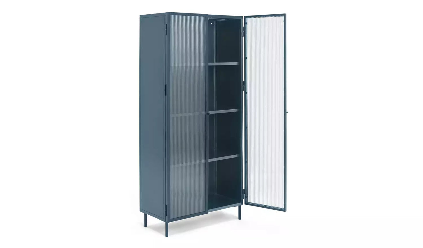 Assembled Habitat Morillo 2 Door Glass Display Cabinet - Blue
