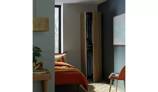 Assembled Atlas 1 Door Wardrobe - Oak