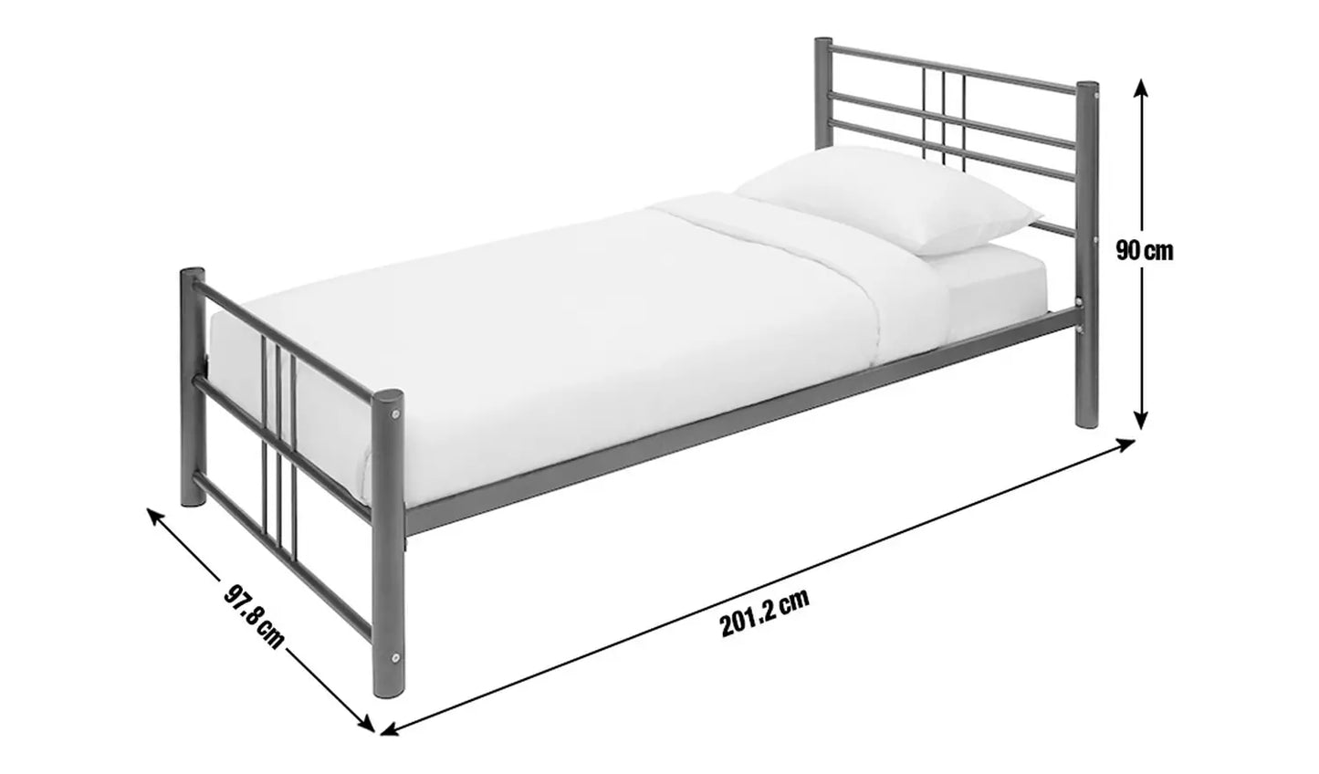 Atlas Single Metal Bed Frame - Silver