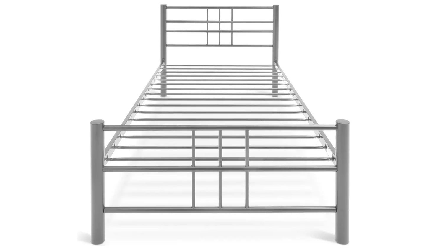 Atlas Single Metal Bed Frame - Silver