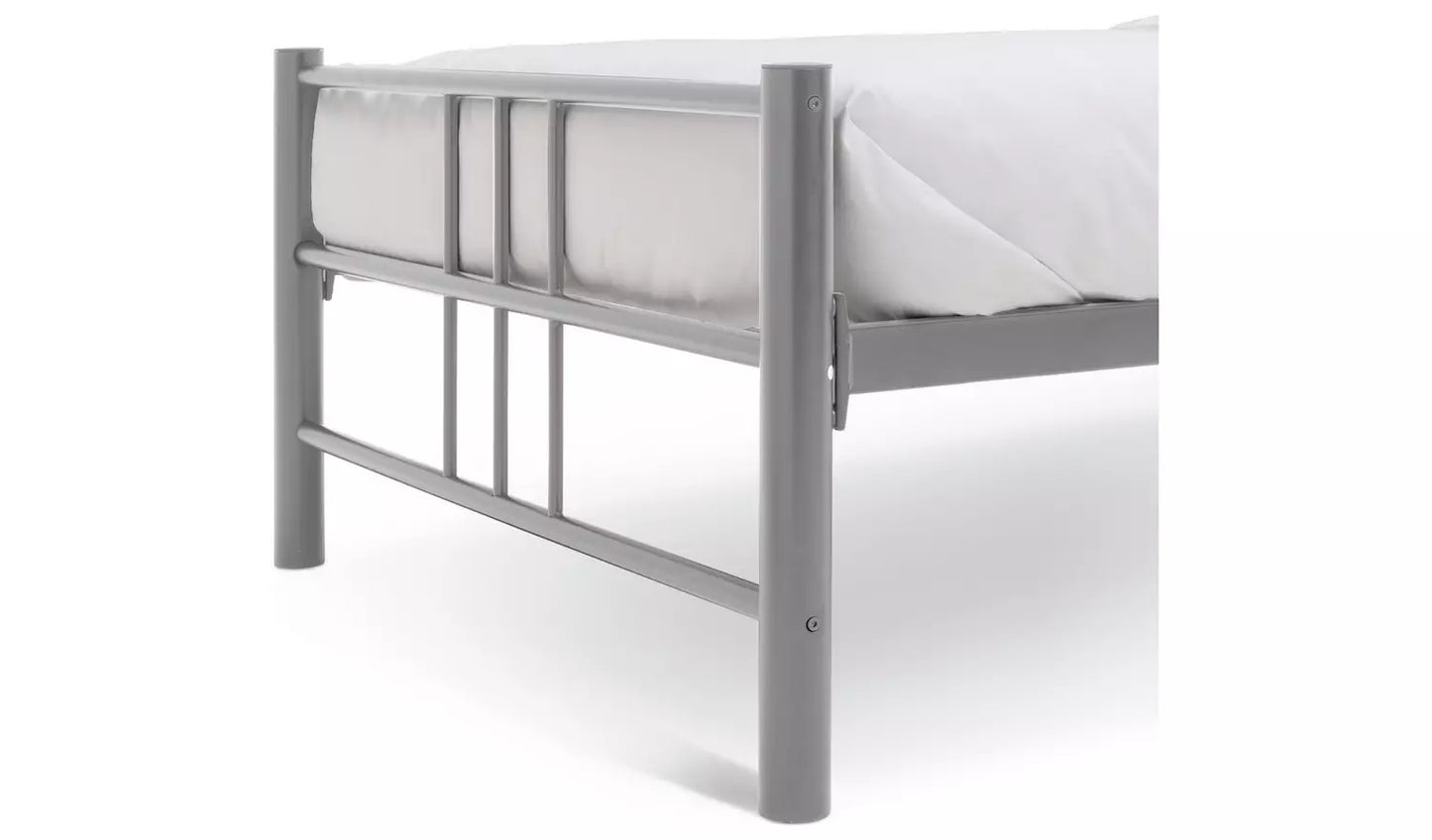 Atlas Single Metal Bed Frame - Silver