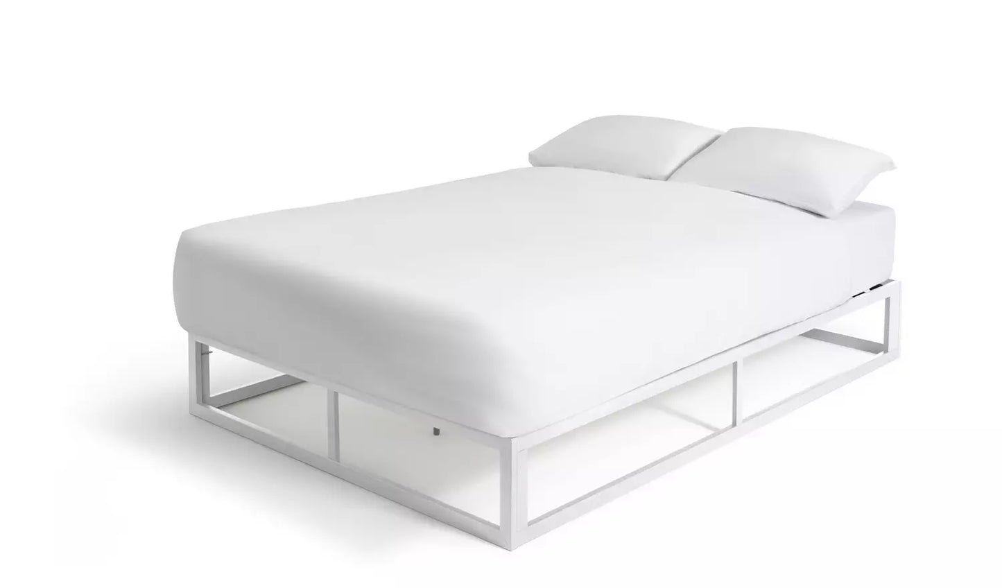 Assembled Habitat Platform Double Metal Bed Frame - White