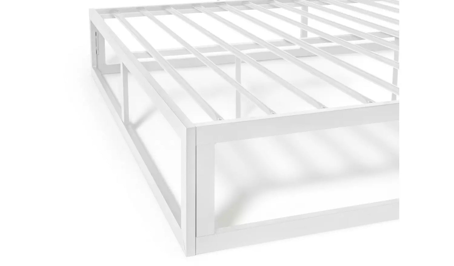 Assembled Habitat Platform Double Metal Bed Frame - White