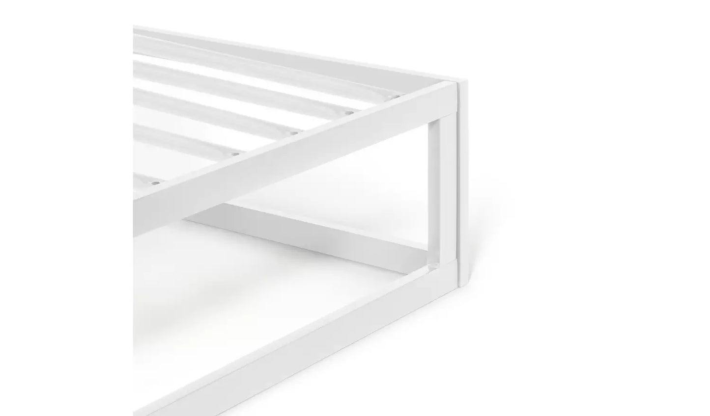 Assembled Habitat Platform Double Metal Bed Frame - White
