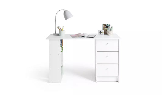 Assembled Malibu 3 Drawer Office Desk - White