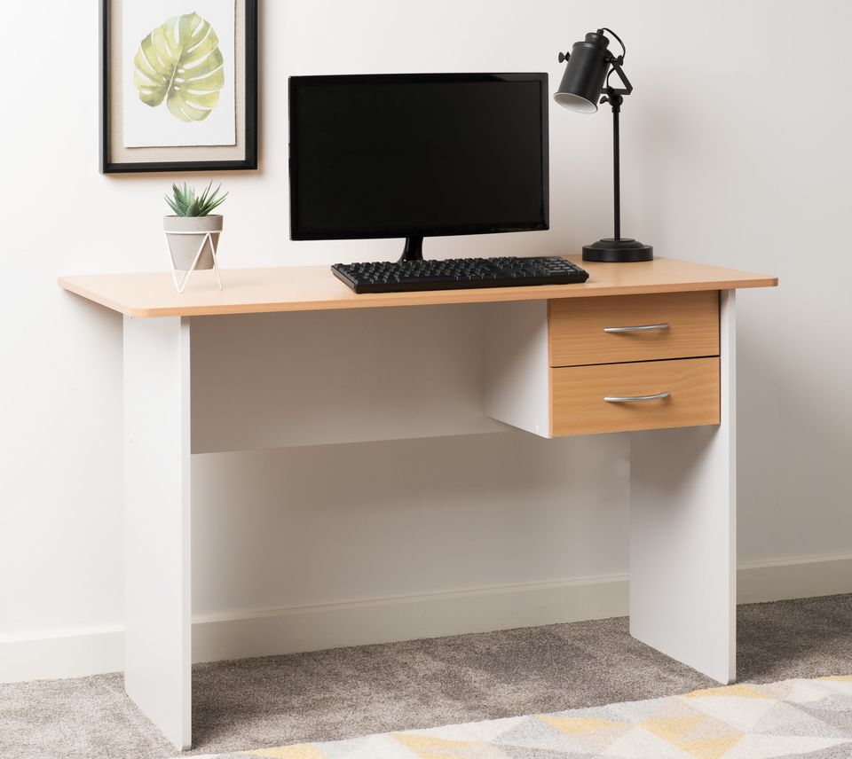 Assembled Jenny 2 Drawer Study Desk - Beech/White