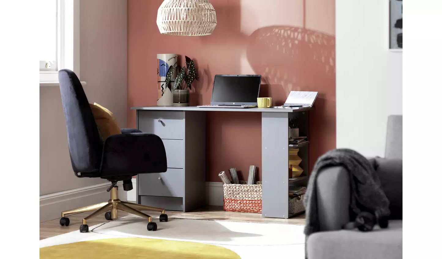 Malibu 3 Drawer Office Desk - Black