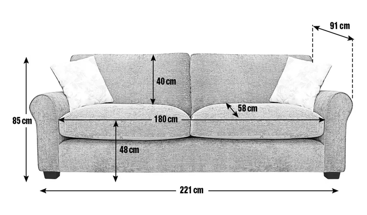 Taylor Fabric 4 Seater Sofa - Mink