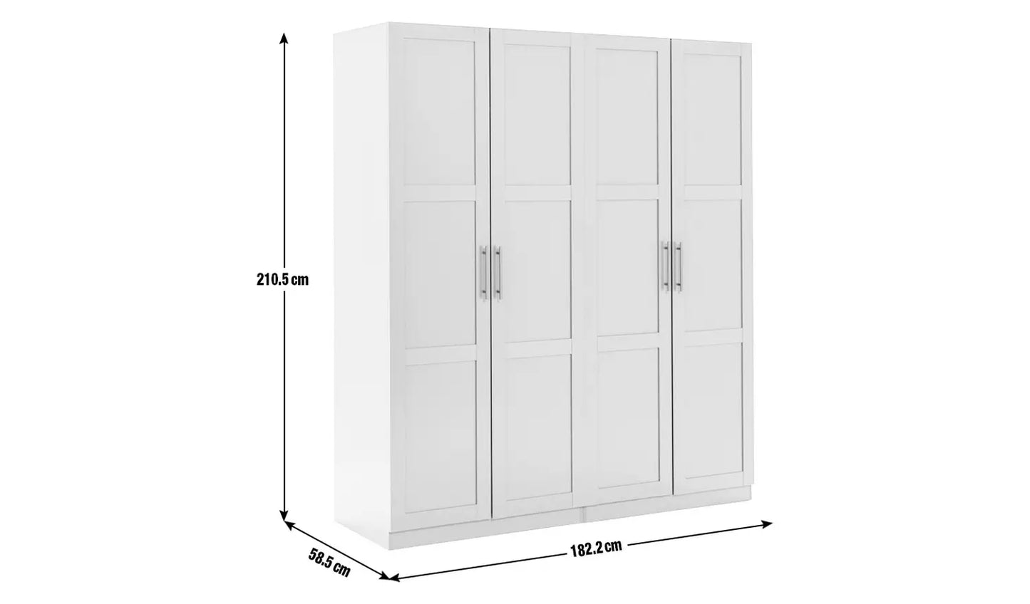 Assembled Habitat Munich Panelled 4 Door Wardrobe - Anthracite