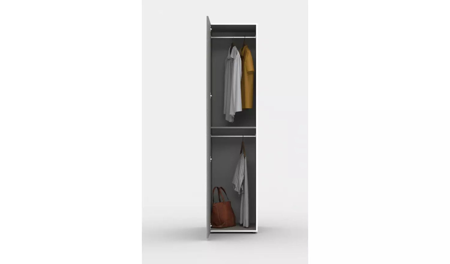 Atlas 1 Door Mirrored Tall Wardrobe - White