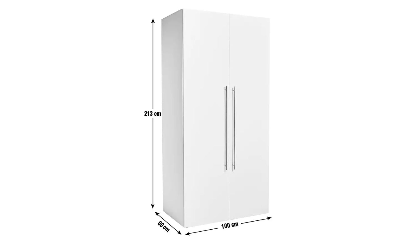 Assembled 2 Door Tall Wardrobe - Grey
