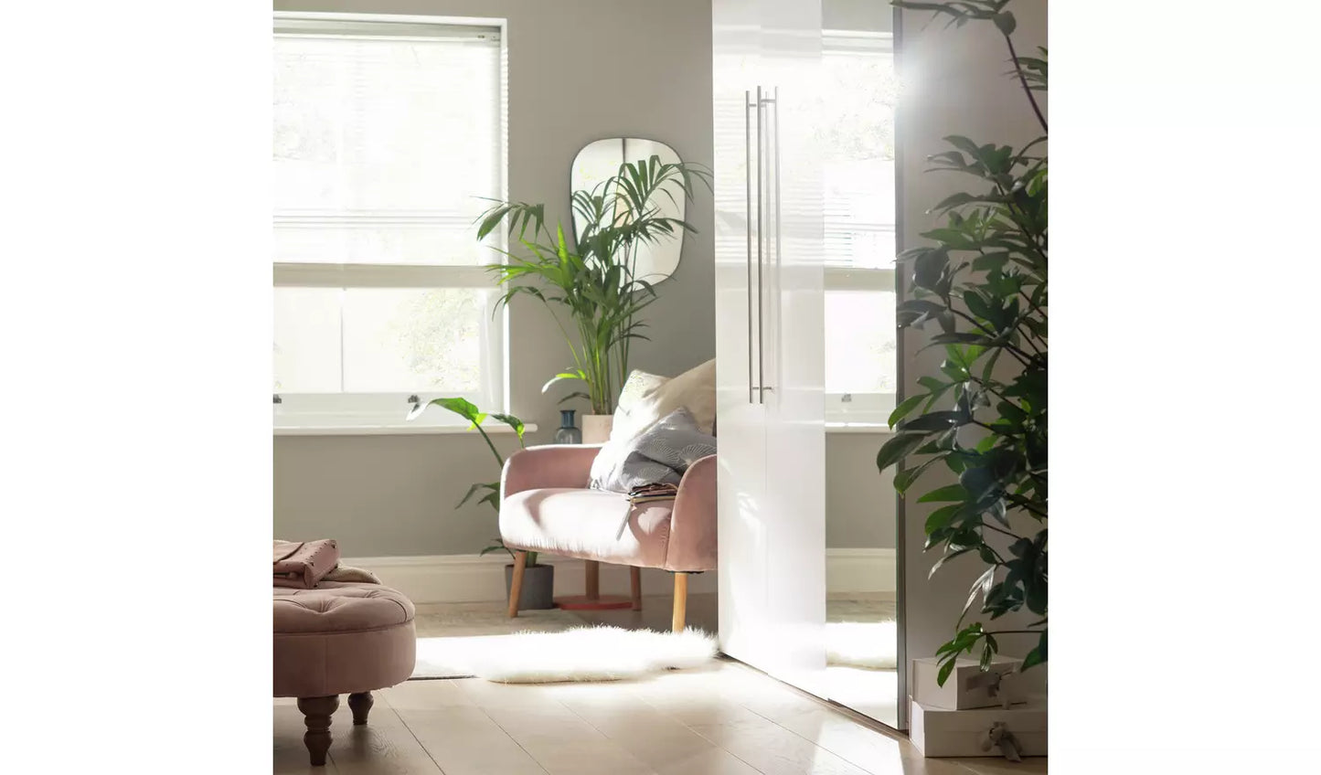 Assembled Habitat Atlas 3 Door Mirrored Tall Wardrobe - White
