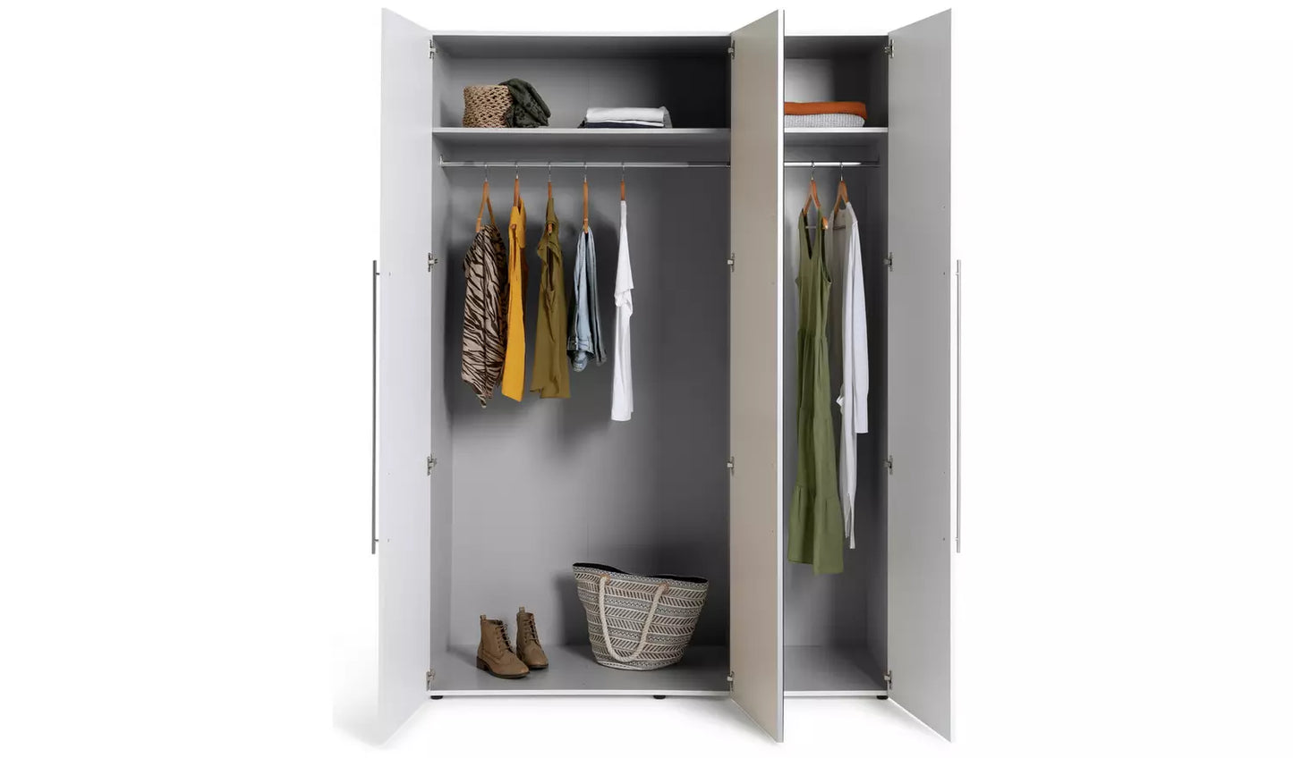 Assembled Habitat Atlas 3 Door Mirrored Tall Wardrobe - White