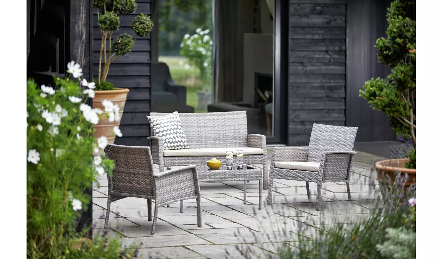 Lucia 4 Seater Rattan Effect Garden Sofa Set