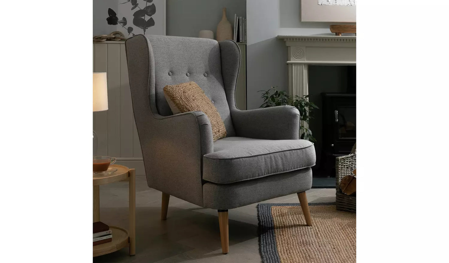 Habitat Callie Fabric Wingback Chair - Grey
