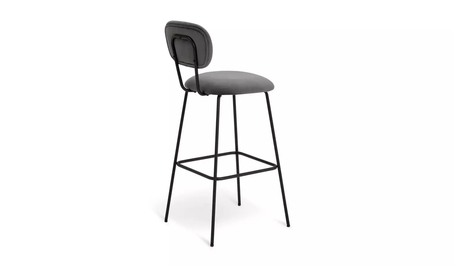 Assembled Habitat Ariana Pair of Velvet Bar Stools - Dark Grey