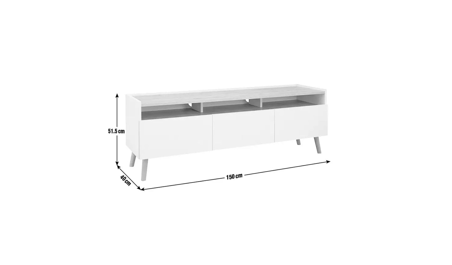 Assembled Habitat Skandi 3 Drawer TV Unit - Grey