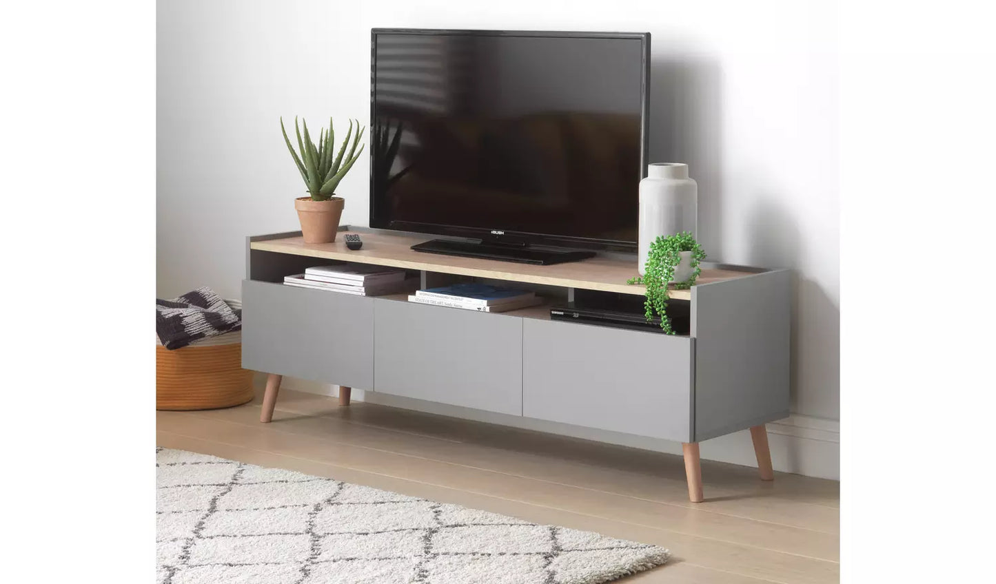 Assembled Habitat Skandi 3 Drawer TV Unit - Grey