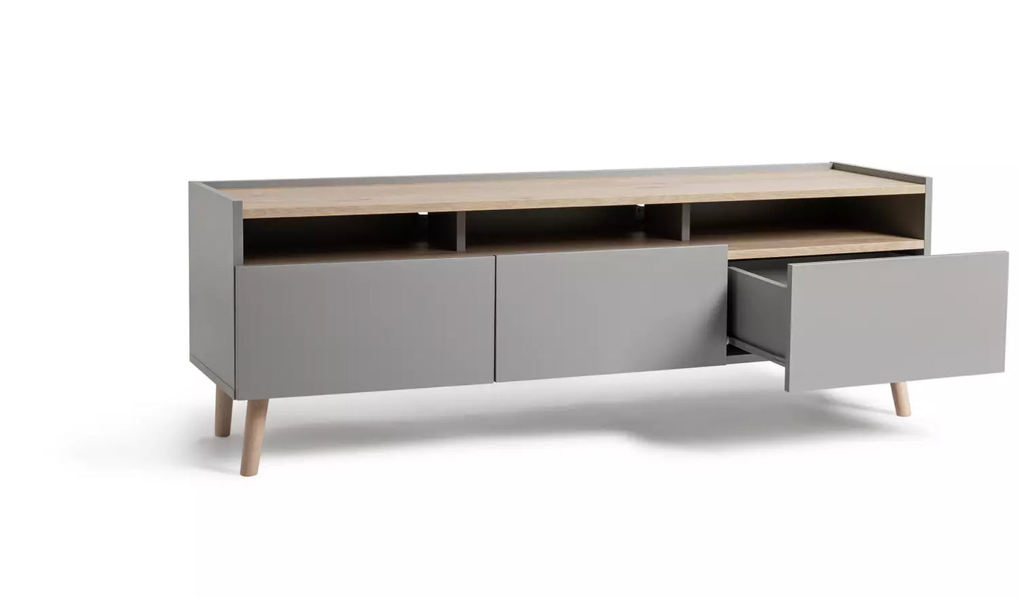Assembled Habitat Skandi 3 Drawer TV Unit - Grey