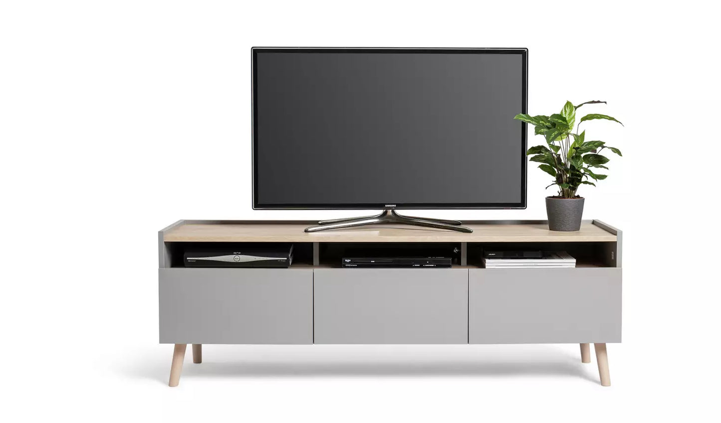 Assembled Habitat Skandi 3 Drawer TV Unit - Grey