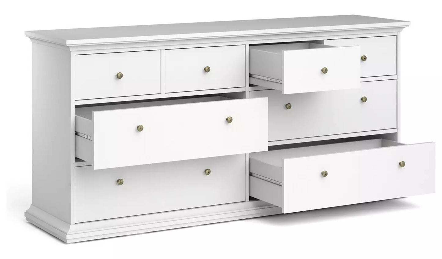 Tvilum Paris 8 Drawer Chest - White