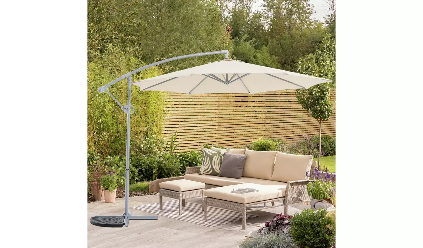 Habitat Rotating Overhanging Garden Parasol - Cream