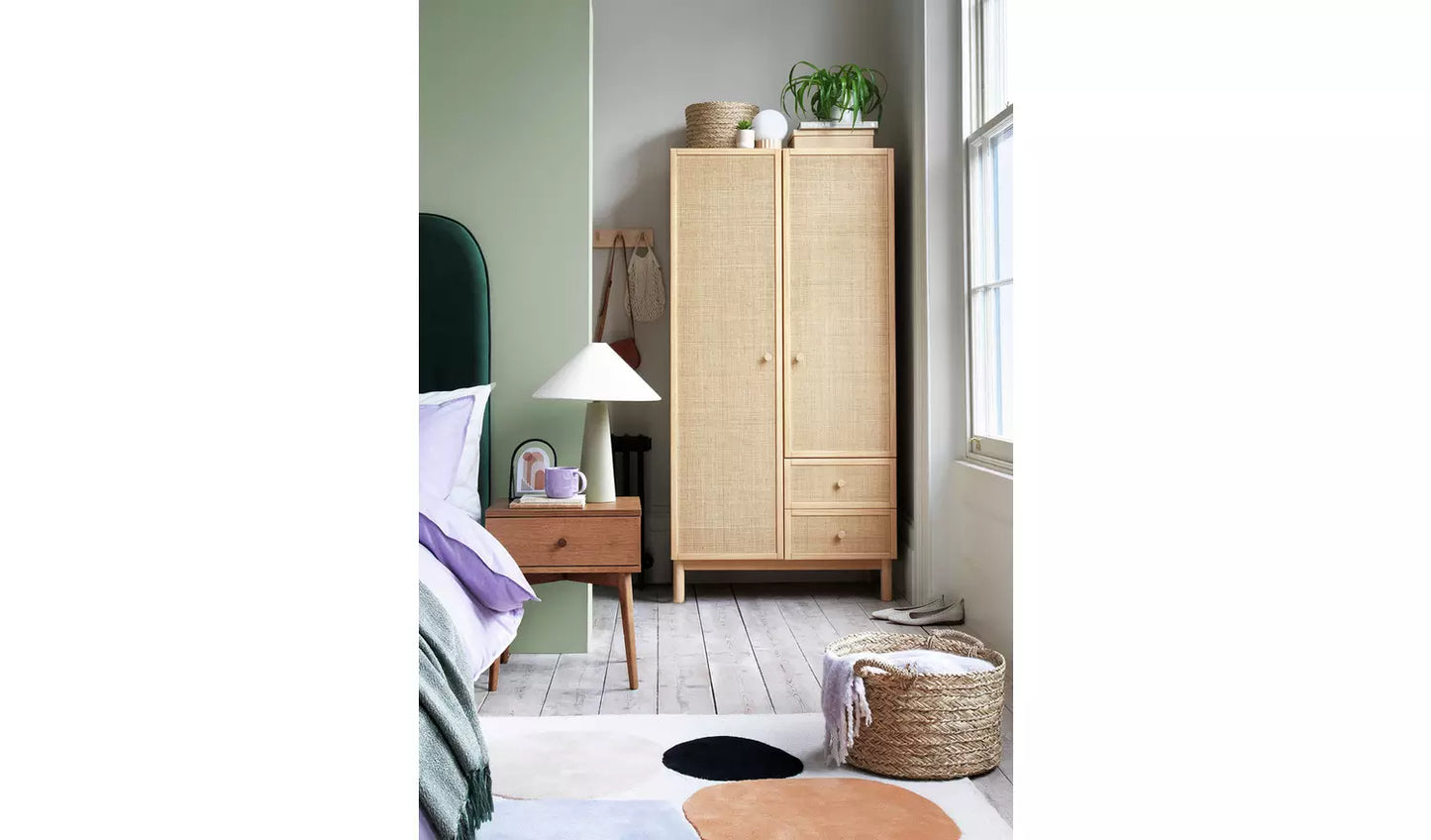 Assembled Habitat Kirk 1 Drawer Bedside Table - Walnut
