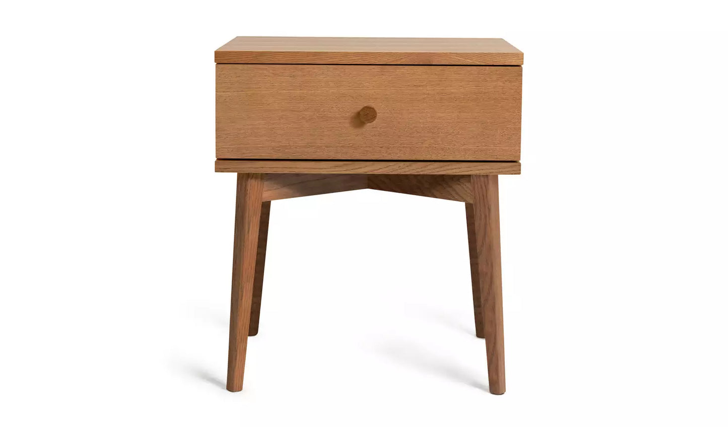 Assembled Habitat Kirk 1 Drawer Bedside Table - Walnut