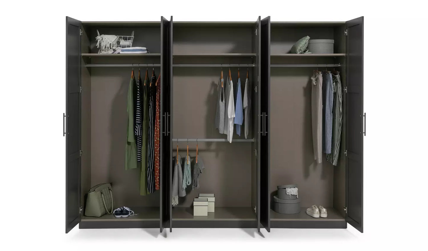 Habitat Munich Panelled 6 Door Wardrobe - Anthracite