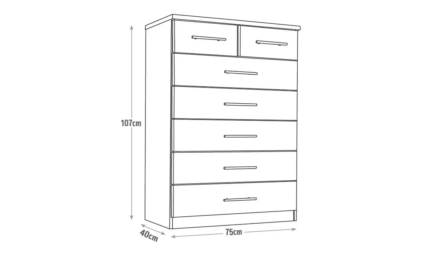 Assembled Normandy 5+2 Drawer Chest - Oak Effect