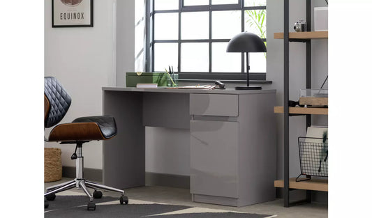 Assembled Jenson 1 Door Office Desk - Grey Gloss