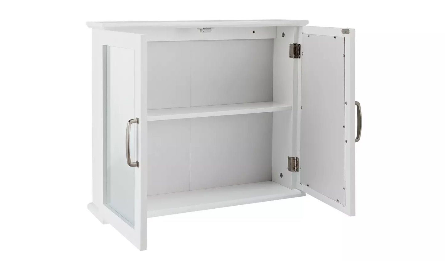 Assembled Tongue & Groove 2 Door Mirrored Cabinet - White