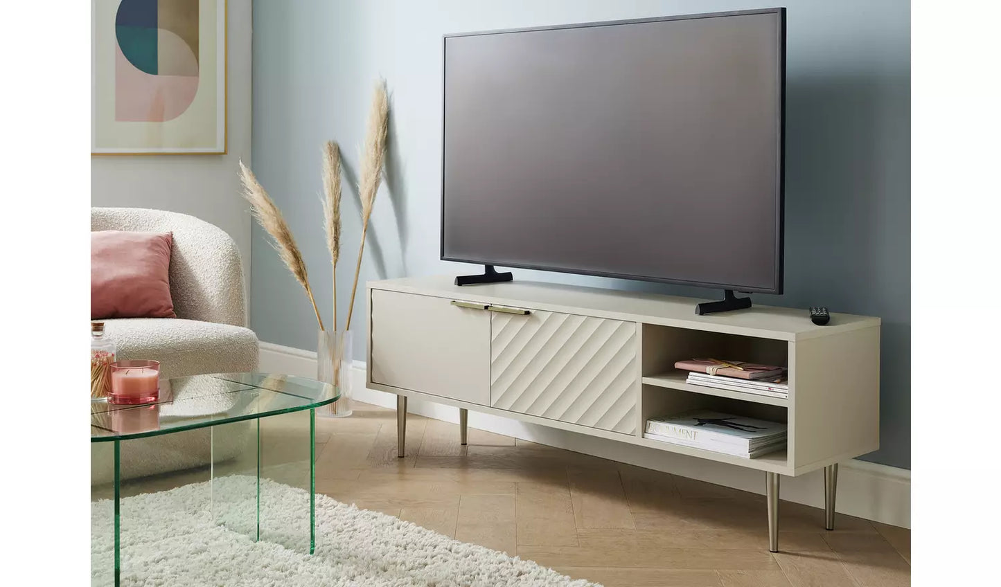Assembled Habitat Oti 2 Door TV Unit - Champagne