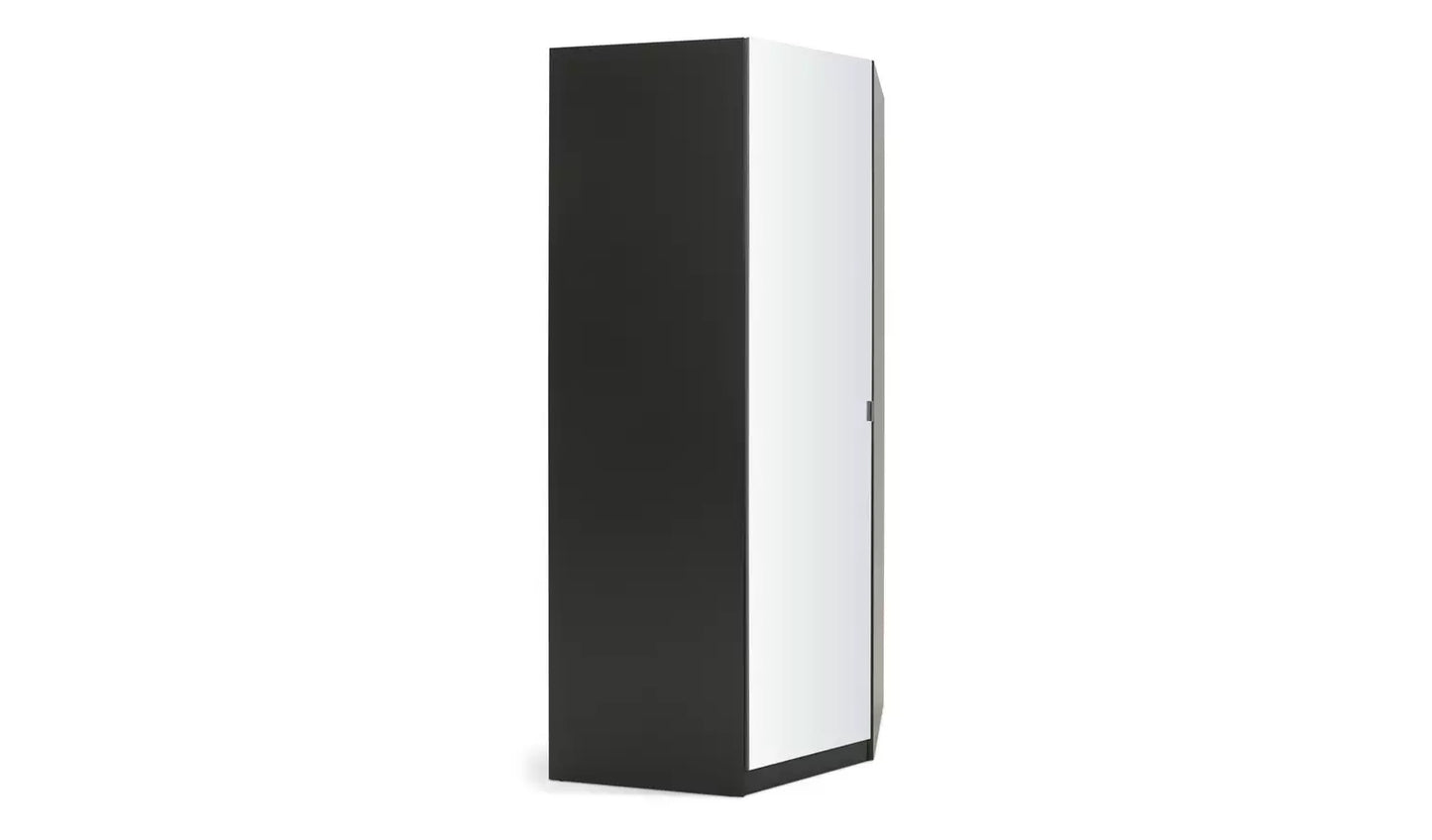 Habitat Munich Corner 1 Door Mirror Wardrobe - Anthracite