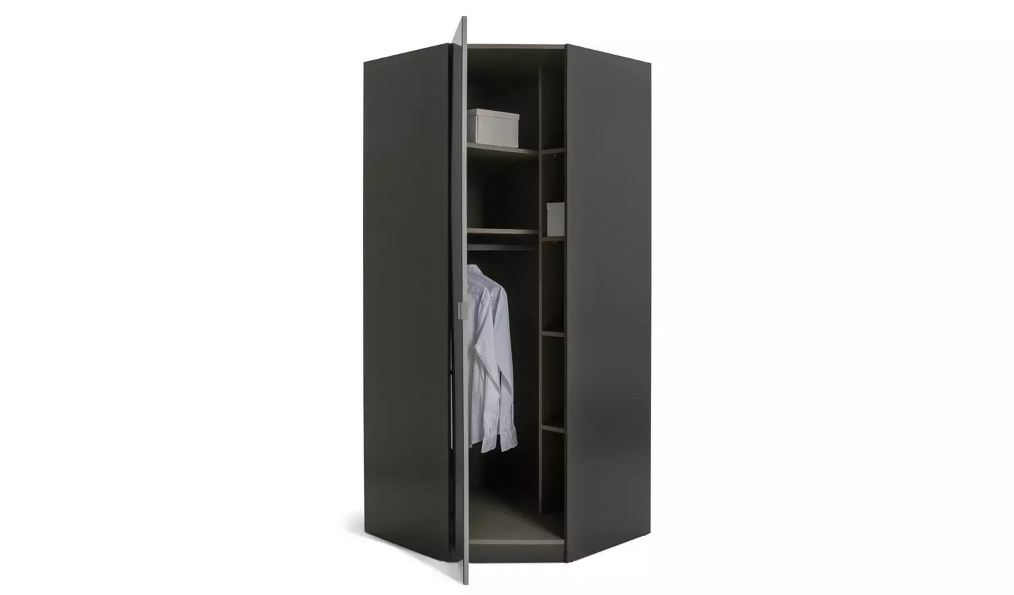 Habitat Munich Corner 1 Door Mirror Wardrobe - Anthracite