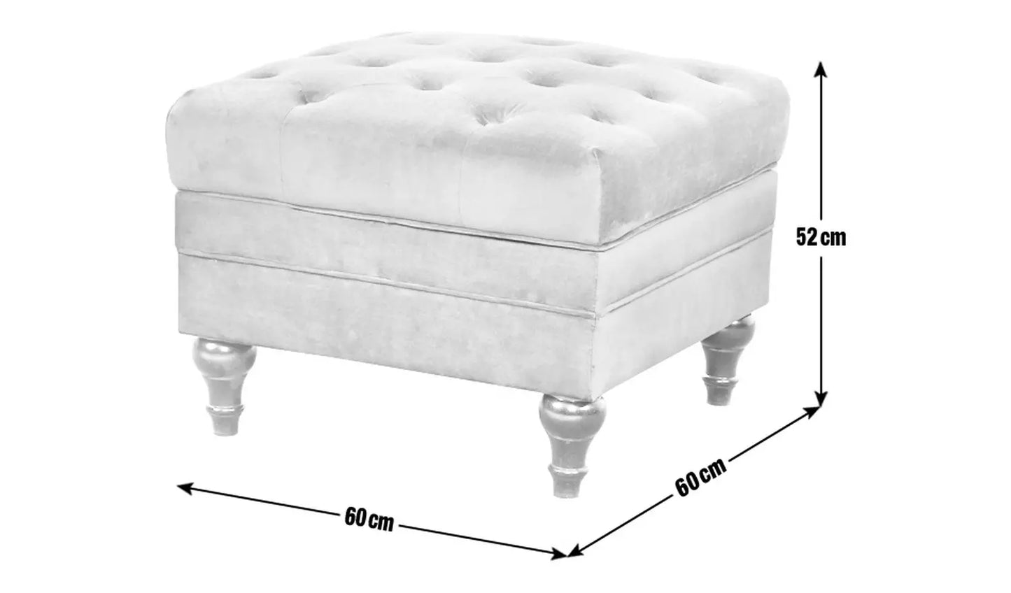 Assembled Habitat Chesterfield Velvet Storage Footstool - Blue